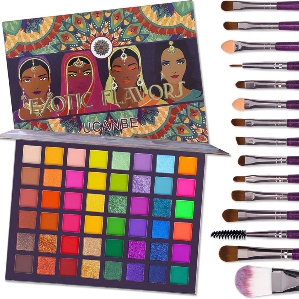 UCANBE EXOTIC FLAVORS 48 color Eyeshadow Palette + 15 Brushes Makeup Palette